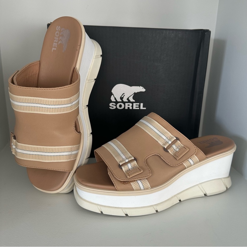 SOREL Joanie III Wedge Slide Sandal Adjustable Size 9.5